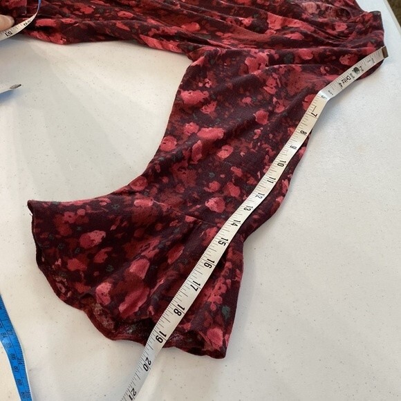 Free People All the Right Ruffles Romper in Berry Floral Wrap 3/4 Sleeve - Picture 15 of 16